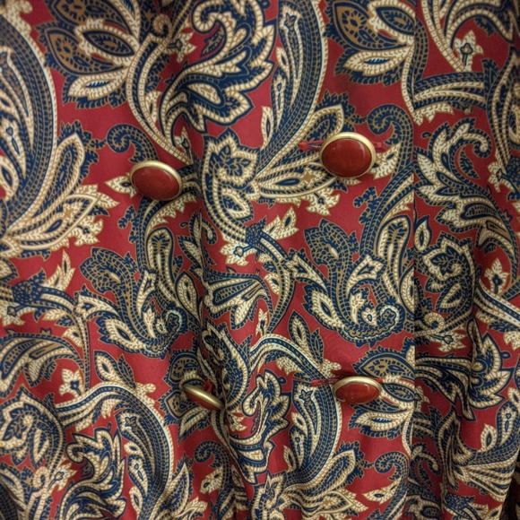 Vintage Paisley Print Dress Belted Long Sleeved - Picture 5 of 5